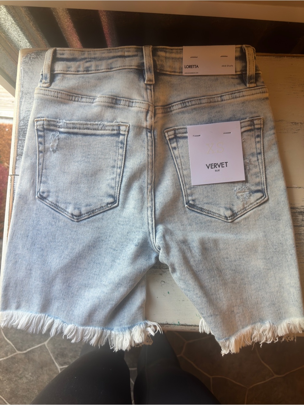 Loretta Light Blue High-Rise Distressed Denim Shorts - Picture 2 of 2